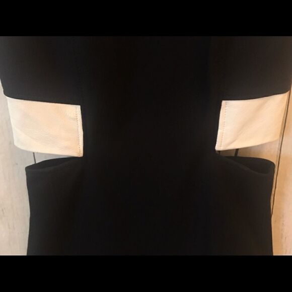 Helmut Lang Sleeveless Wool Leather Trim Flex Suit Black White Size 0 - Picture 6 of 13